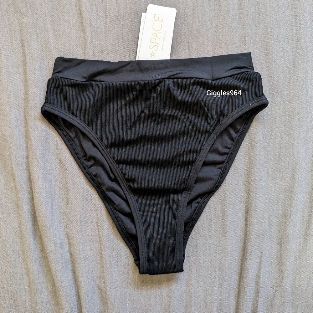 L*Space Frenchi Bikini Bottom Black Ribbed